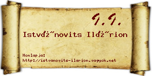 Istvánovits Ilárion névjegykártya